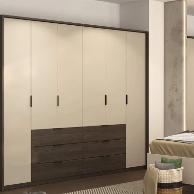 Großer Kleiderschrank 274 cm DEMETRA - beige / dunin Eiche