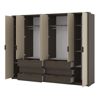 Großer Kleiderschrank 274 cm DEMETRA - beige / dunin Eiche