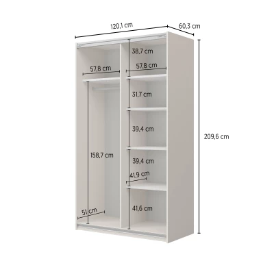 Kleiderschrank 120 cm DEVORAH mit Schiebetüren - Eiche