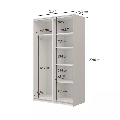 Kleiderschrank 120 cm DEVORAH mit Schiebetüren - Eiche