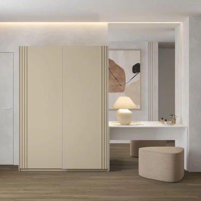 Kleiderschrank 150 cm DIMITRA mit Schiebetüren - beige
