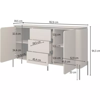 Kombinierte Kommode CARINE - beige