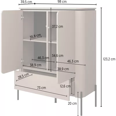 Kommode mit Türen und Schublade CARINE - beige