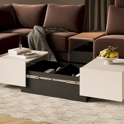Ausziehbarer Couchtisch DENALI – Kaschmir/Schwarz