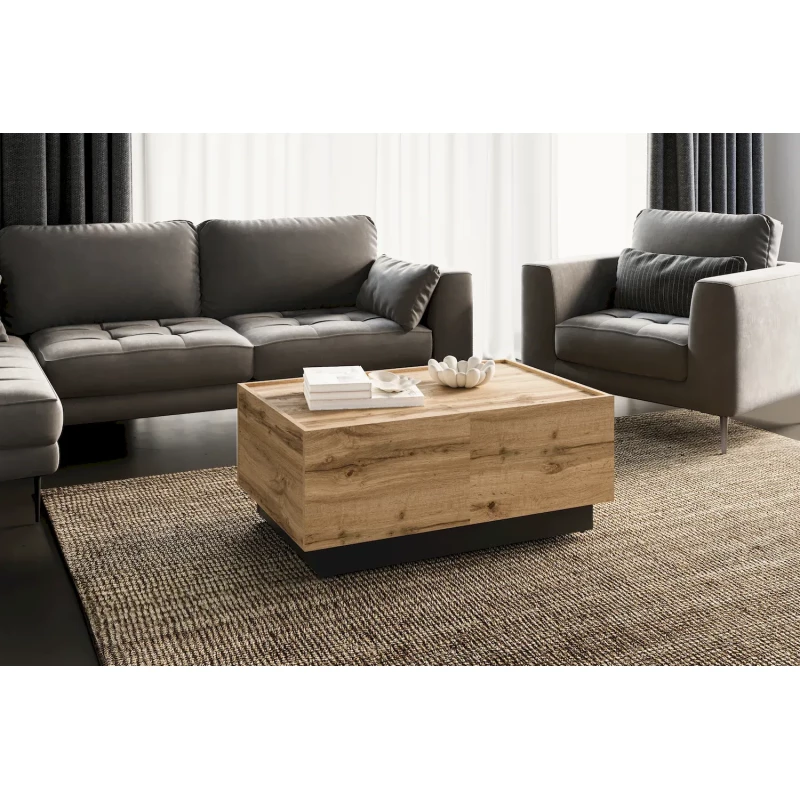Ausziehbarer Couchtisch DENALI – Wotan-Eiche / Schwarz