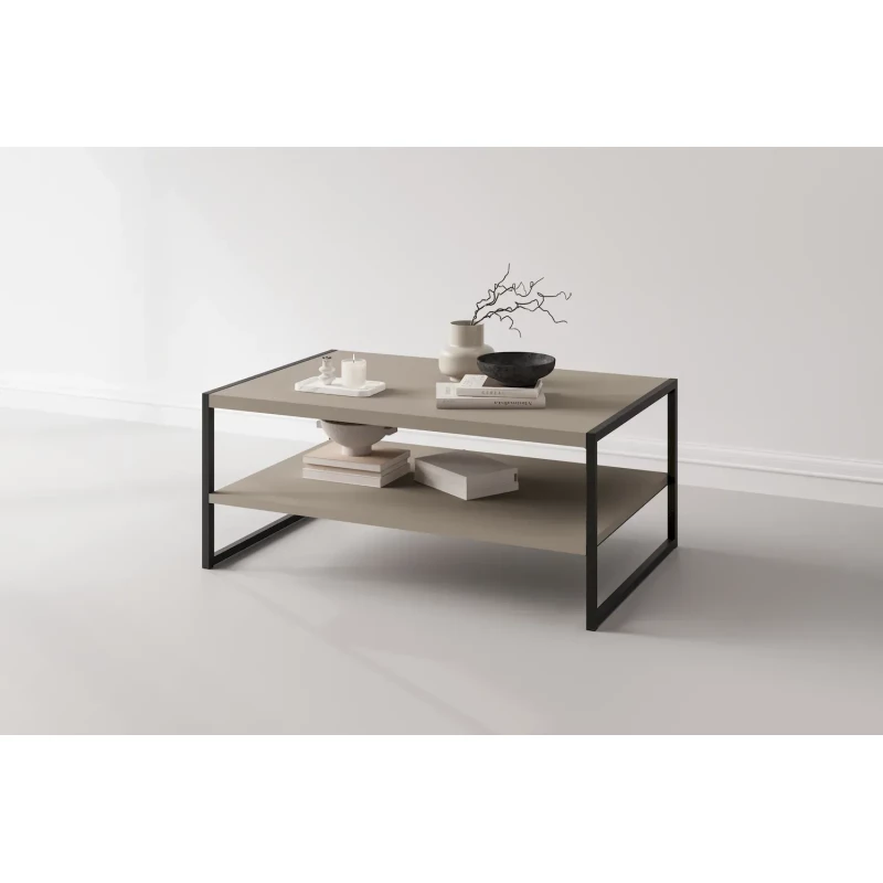 Breiter Couchtisch DENALI – beige/schwarz