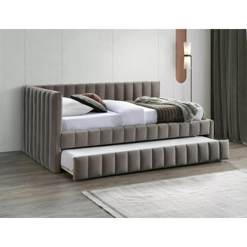 Klappbares Einzelbett 120x200 VALLY - Dunkelbeige