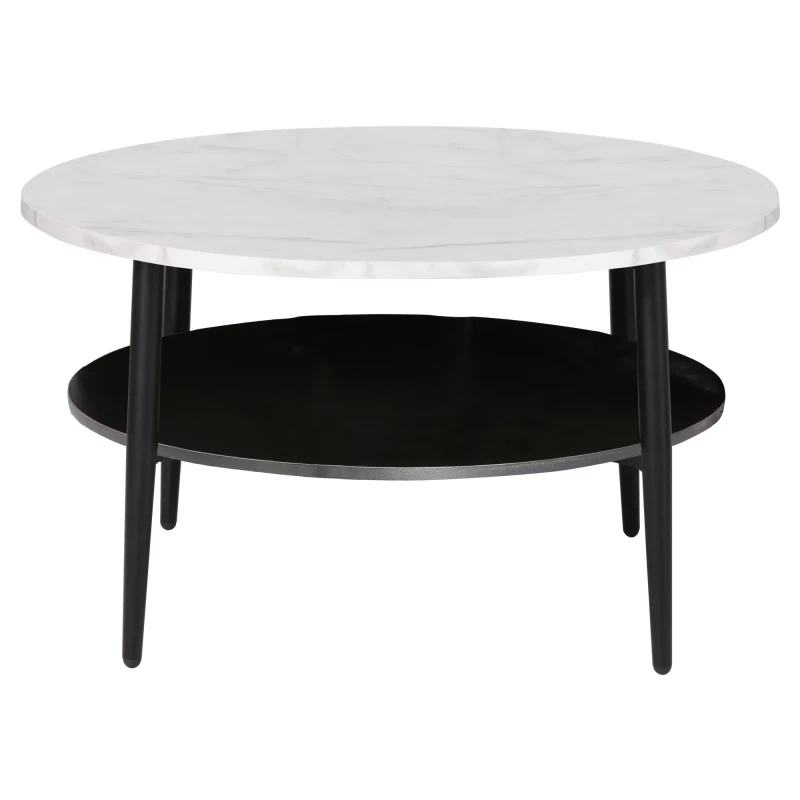 Couchtisch BRANKO 1 - weißer Marmor / schwarz