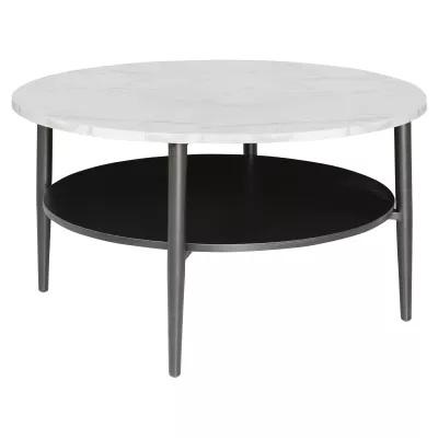 Couchtisch BRANKO 1 - weißer Marmor / schwarz