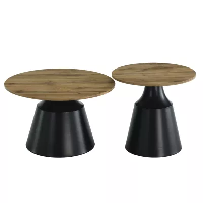 EDVIN Couchtisch-Set – Eiche, handgefertigt / Schwarz
