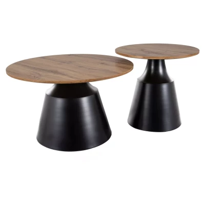 EDVIN Couchtisch-Set – Eiche, handgefertigt / Schwarz