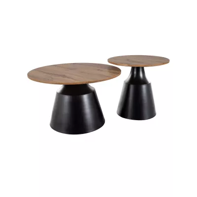 EDVIN Couchtisch-Set – Eiche, handgefertigt / Schwarz