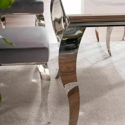 Designer-Esstisch PREDRAG – weißer Marmor / Chrom
