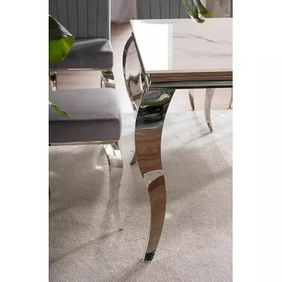 Designer-Esstisch PREDRAG – weißer Marmor / Chrom