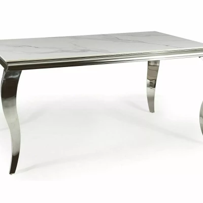 Designer-Esstisch PREDRAG – weißer Marmor / Chrom