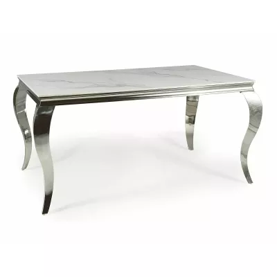 Designer-Esstisch PREDRAG – weißer Marmor / Chrom
