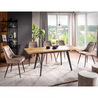 MAELIE Polsterstuhl für Esszimmer - beige/schwarz