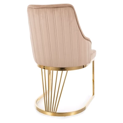 Designer-Esszimmerstuhl VALBURKA – Beige/Gold
