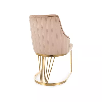 Designer-Esszimmerstuhl VALBURKA – Beige/Gold