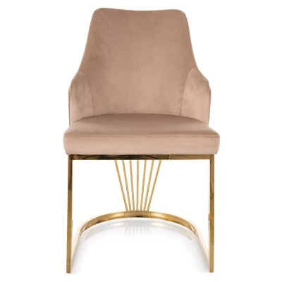 Designer-Esszimmerstuhl VALBURKA – Beige/Gold