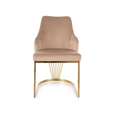 Designer-Esszimmerstuhl VALBURKA – Beige/Gold