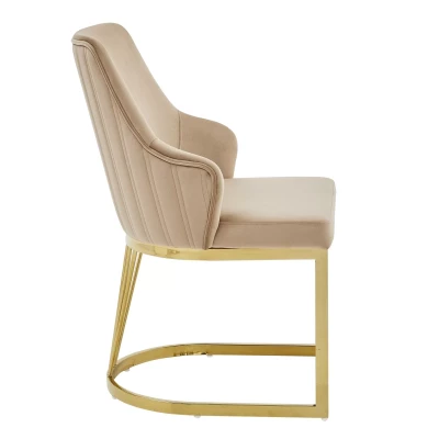 Designer-Esszimmerstuhl VALBURKA – Beige/Gold