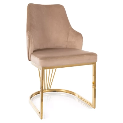 Designer-Esszimmerstuhl VALBURKA – Beige/Gold