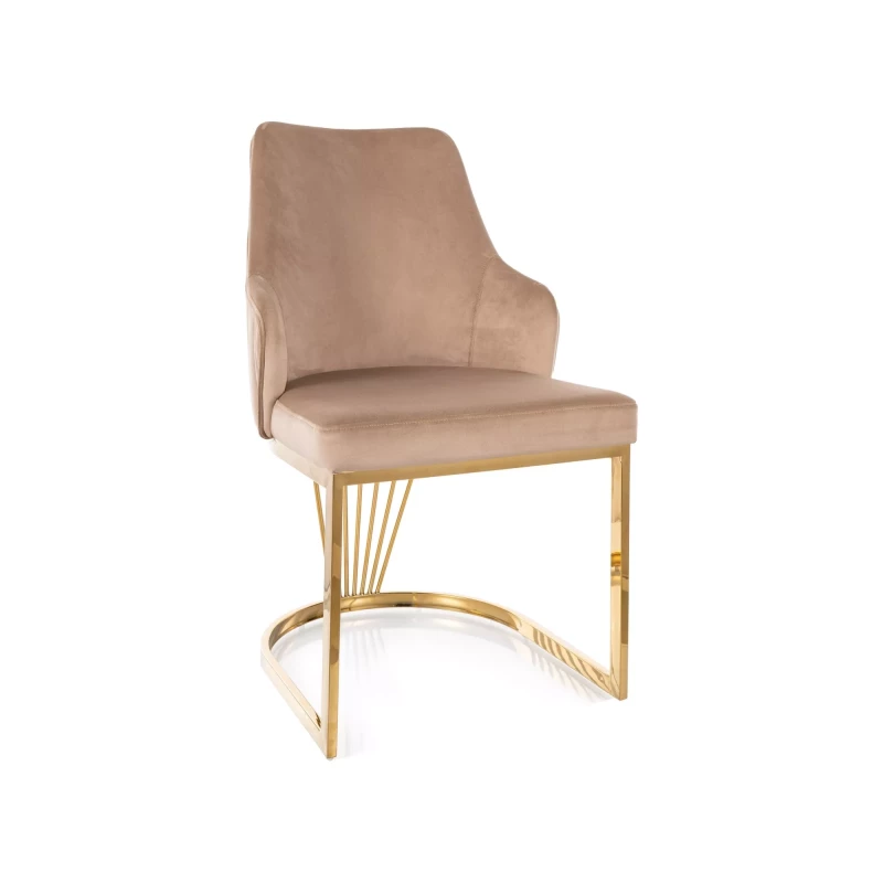 Designer-Esszimmerstuhl VALBURKA – Beige/Gold