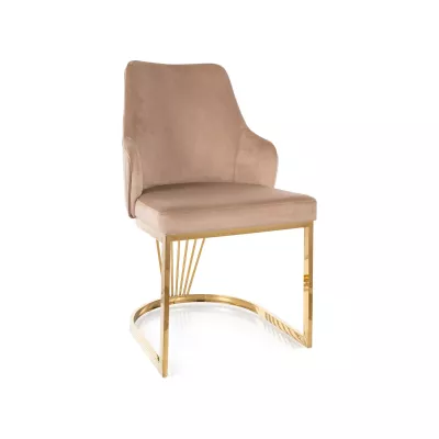 Designer-Esszimmerstuhl VALBURKA – Beige/Gold