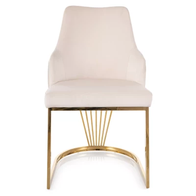 Designer-Esszimmerstuhl VALBURKA – Hellbeige/Gold