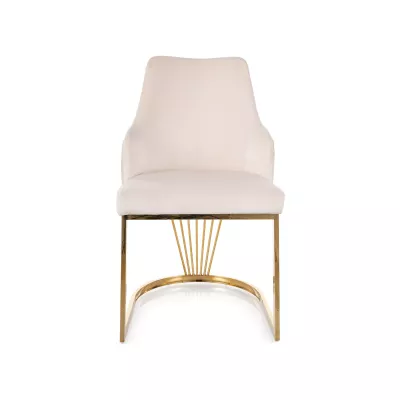 Designer-Esszimmerstuhl VALBURKA – Hellbeige/Gold