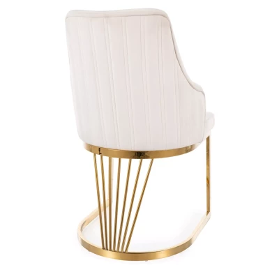 Designer-Esszimmerstuhl VALBURKA – Hellbeige/Gold