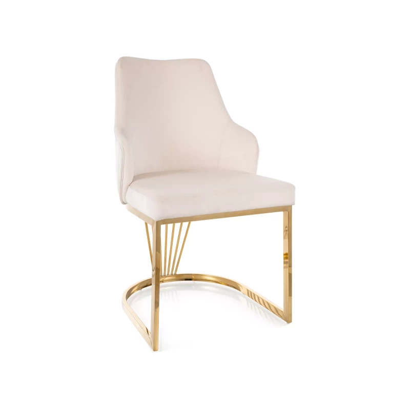 Designer-Esszimmerstuhl VALBURKA – Hellbeige/Gold