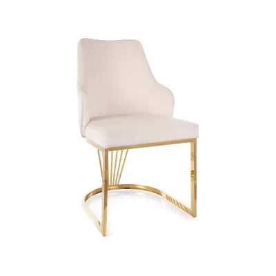 Designer-Esszimmerstuhl VALBURKA – Hellbeige/Gold