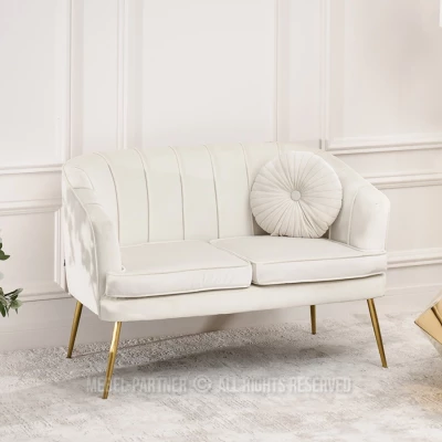 RUBRAS Zweisitzer-Sessel – Creme/Gold