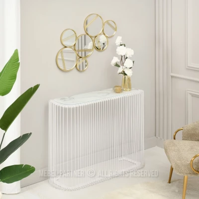 Designer-Konsolentisch IRAKLI – weißer Marmor / weiß