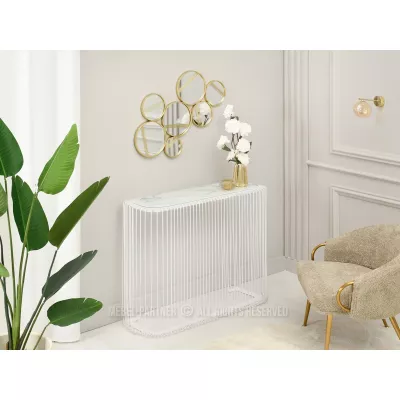 Designer-Konsolentisch IRAKLI – weißer Marmor / weiß