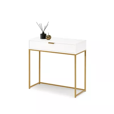 NIRAI Konsolentisch mit Schublade – Weiß/Gold