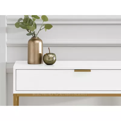 NIRAI Konsolentisch mit Schublade – Weiß/Gold