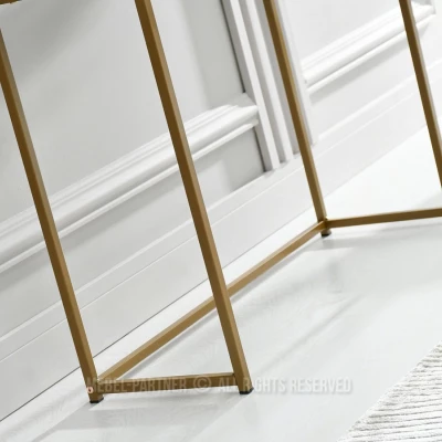 NIRAI Konsolentisch mit Schublade – Weiß/Gold