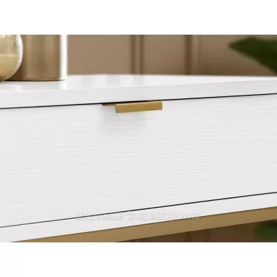 NIRAI Konsolentisch mit Ablage und Schublade – Weiß/Gold