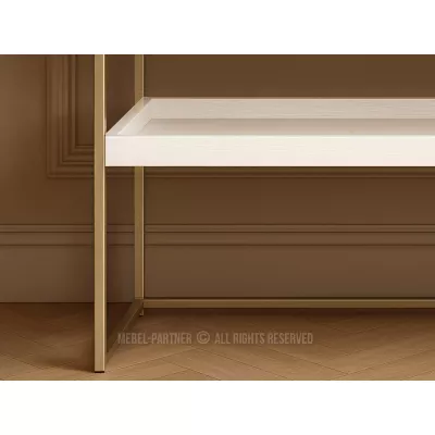 NIRAI Konsolentisch mit Ablage und Schublade – Weiß/Gold