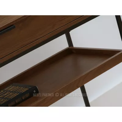 NIRAI Konsolentisch mit Ablage und Schublade – Walnuss/Schwarz