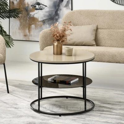 Runder Couchtisch ANDRIES - beige / schwarz