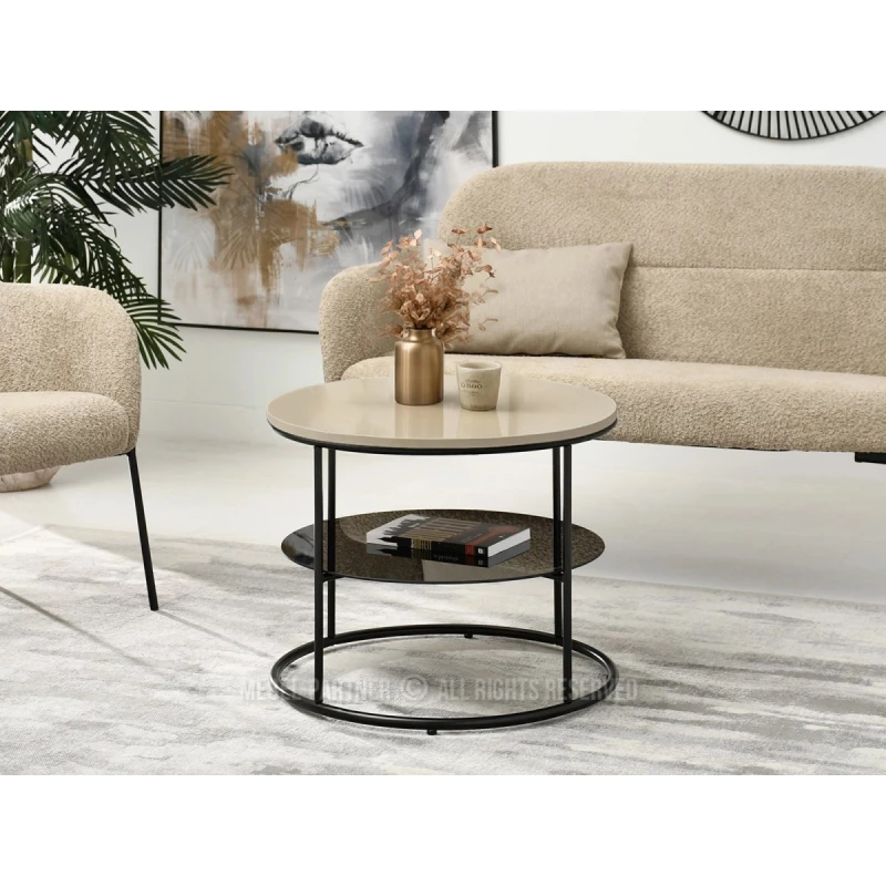 Runder Couchtisch ANDRIES - beige / schwarz