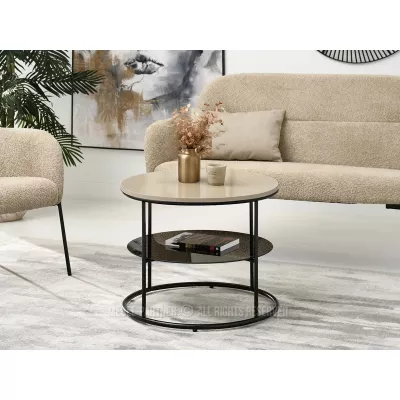 Runder Couchtisch ANDRIES - beige / schwarz