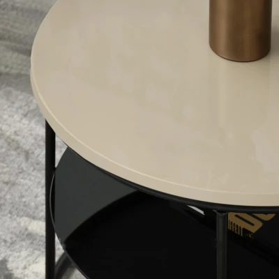 Runder Couchtisch ANDRIES - beige / schwarz