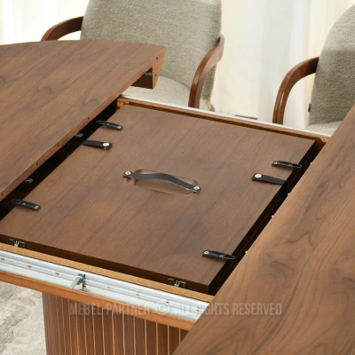 Runder Ausziehtisch 130 (180) x 130 cm, Eberesche - Walnuss