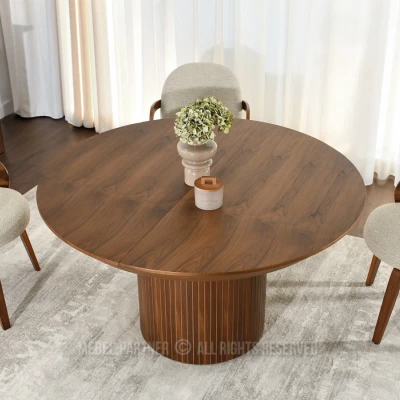 Runder Ausziehtisch 130 (180) x 130 cm, Eberesche - Walnuss