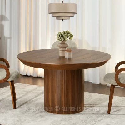 Runder Ausziehtisch 130 (180) x 130 cm, Eberesche - Walnuss
